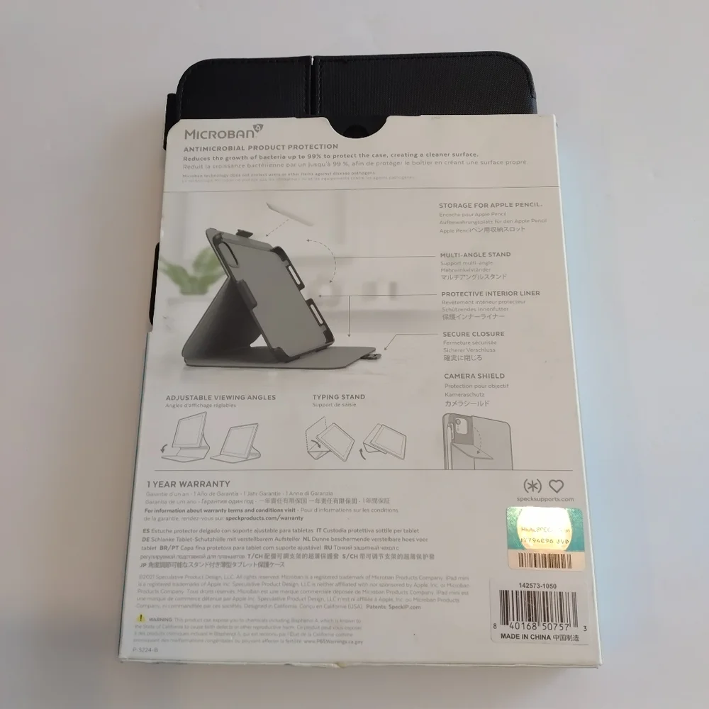 Speck Products Balance Folio iPad Mini (2021) Case and Stand, Black
